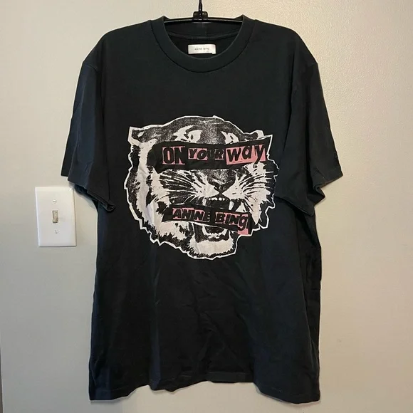 Anine Bing Black Graphic Short Sleeve Tee - Picture 2 of 6